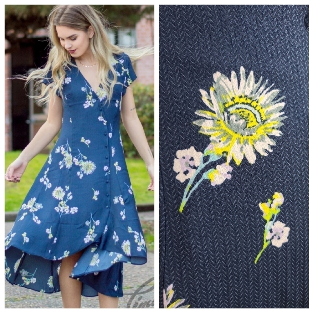 Free People XS Lost in You Floral Midi Dress